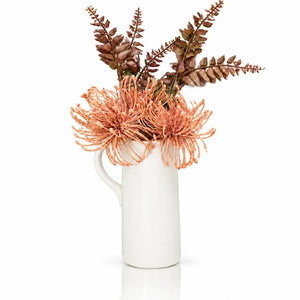 Coral Bloom Faux Floral Pitcher