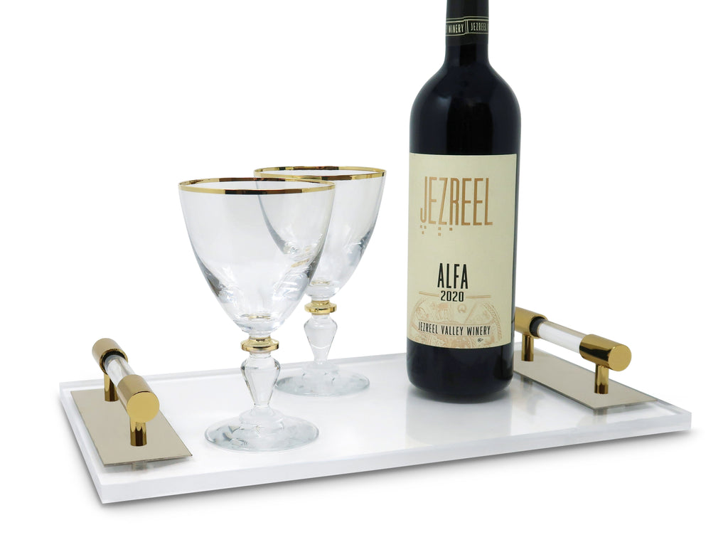 Set of 6 Water Glasses with Gold Accents