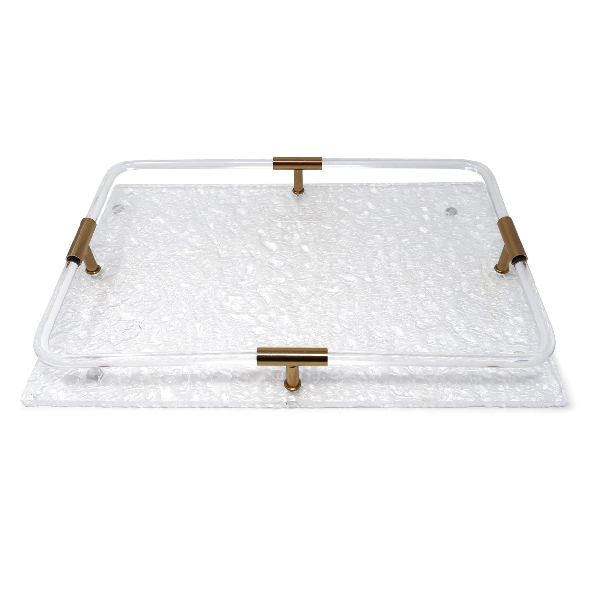 Acrylic Tray with Gold Detail on Handle, 15.75"L