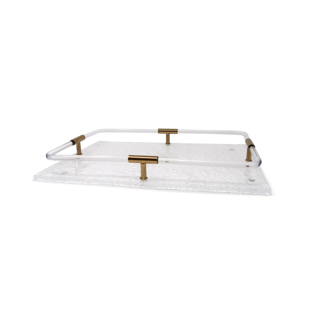 Acrylic Tray with Gold Detail on Handle, 15.75"L