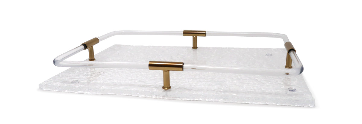 Acrylic Tray with Gold Detail on Handle, 15.75"L