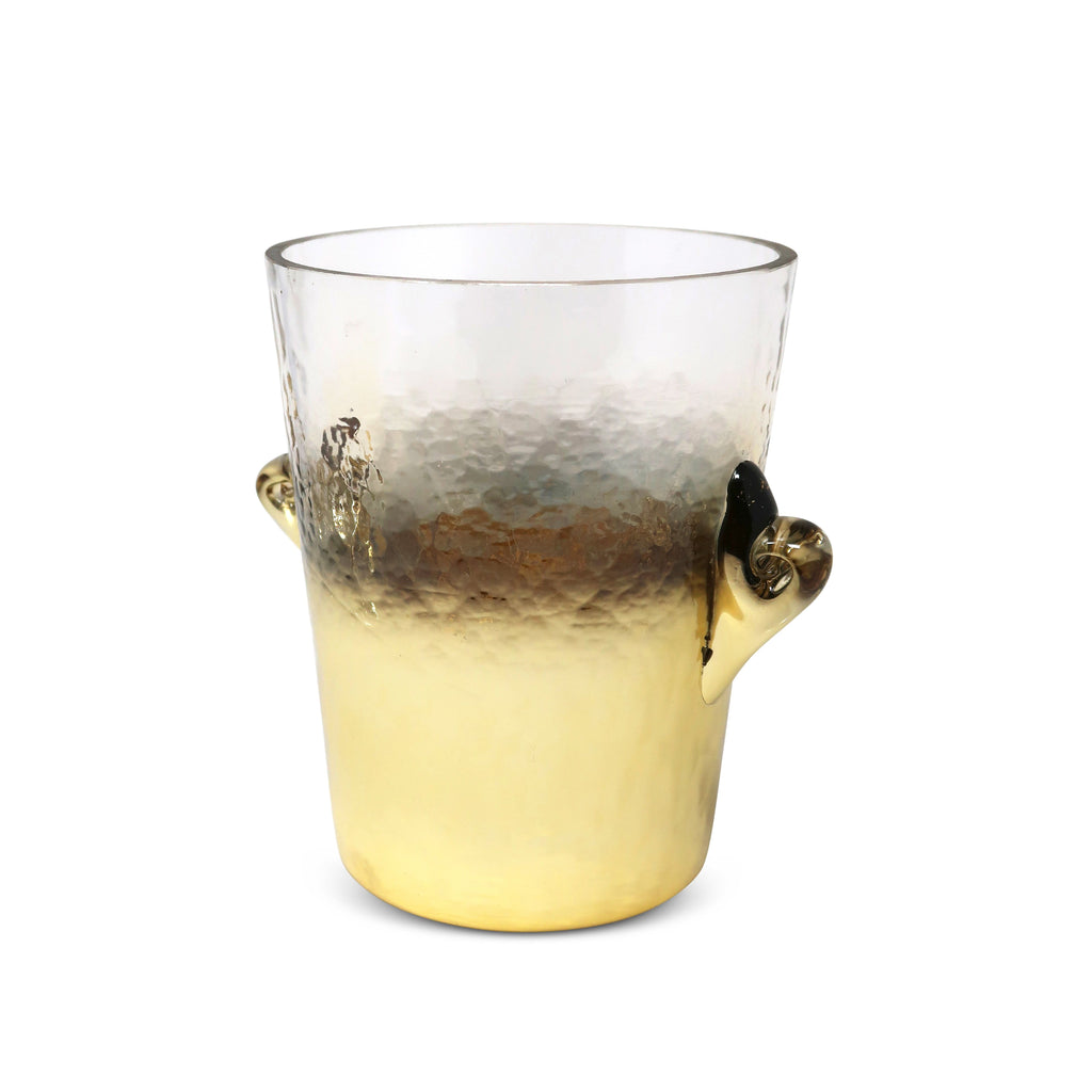 Glass Ice Bucket with Gold Decor