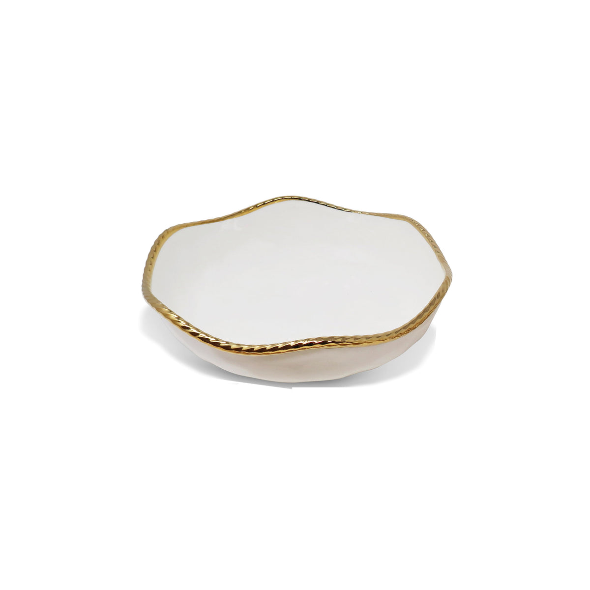 White Salad Bowl New Bone China with Gold Rope Edge