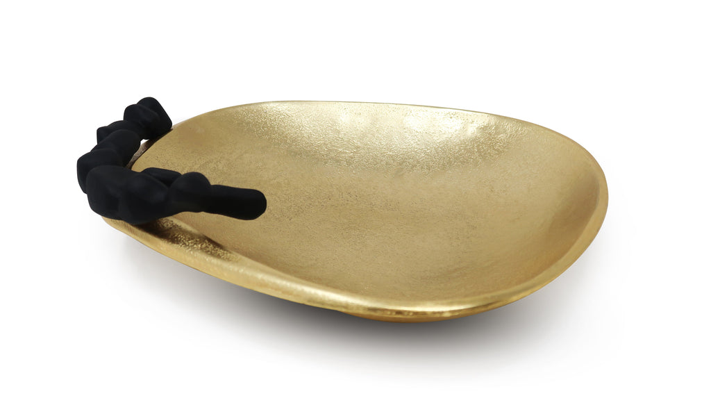Gold Snack Bowl with Black Detail and Pebble Design