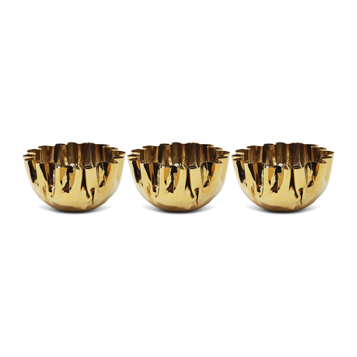 Set of 3 Stainless Steel Crushed Bowls, 4.75"D