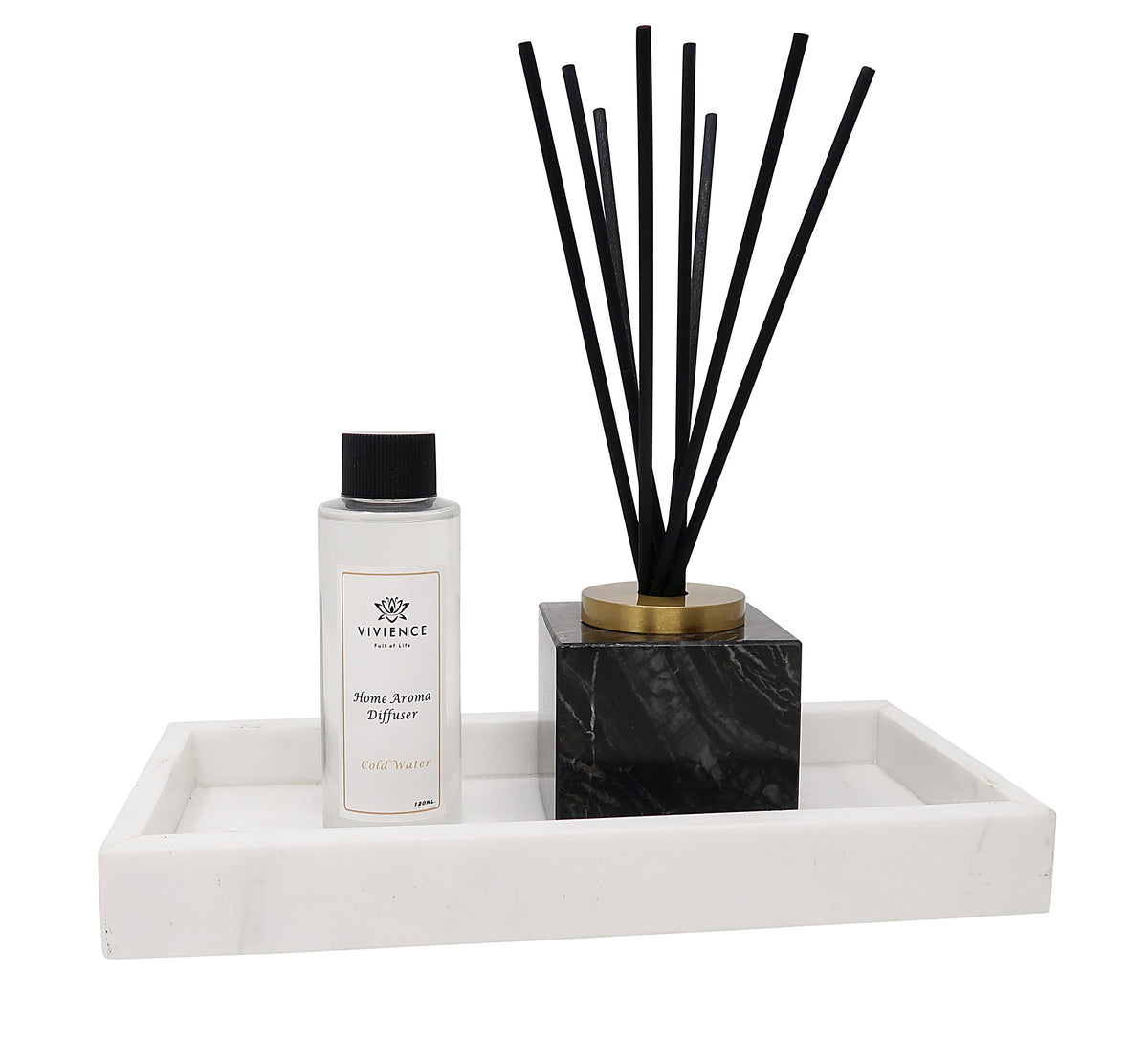 Black Marble Reed Diffuser, "Lily of the Valley" Scent