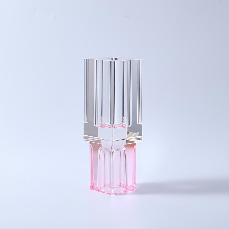 Crystal Square Vase with Colored Base