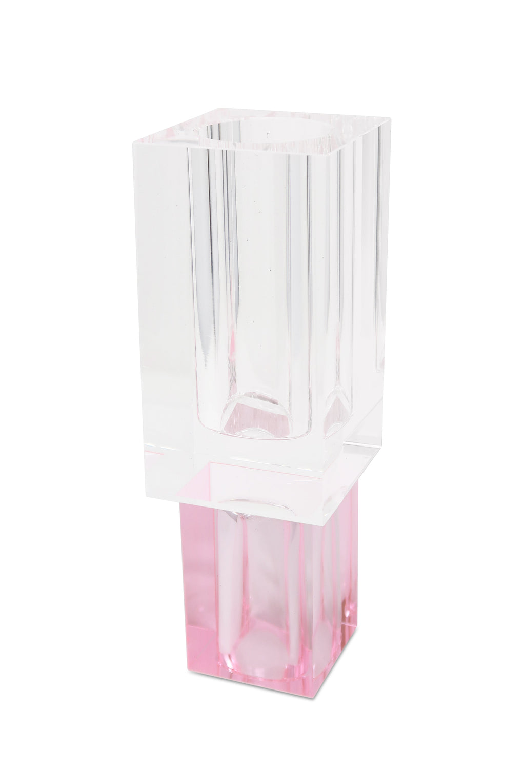 Crystal Square Vase with Colored Base