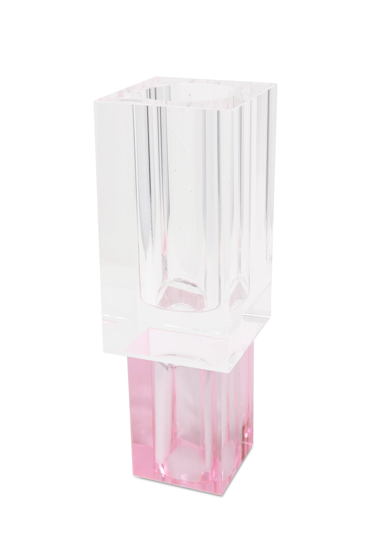 Crystal Square Vase with Colored Base