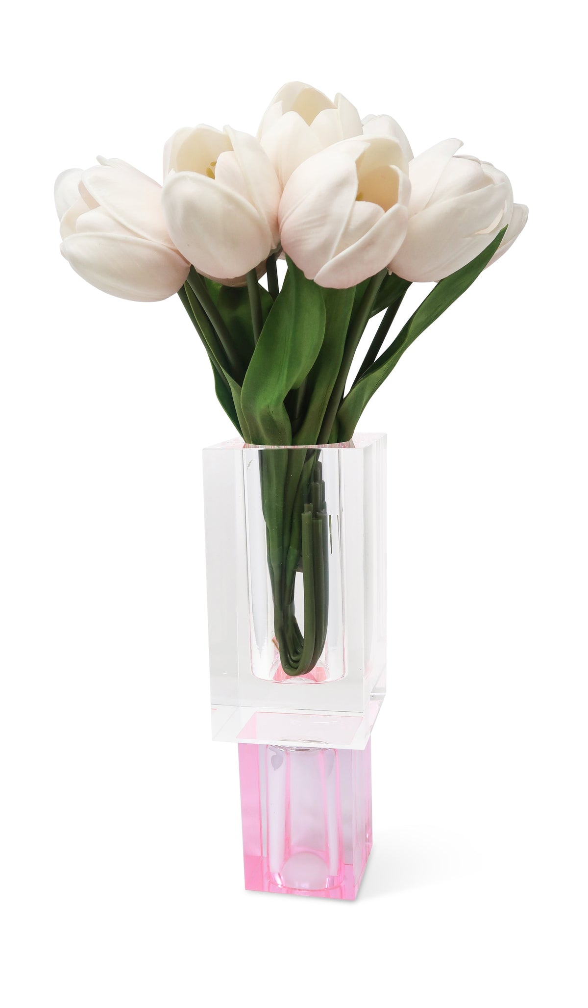 Crystal Square Vase with Colored Base
