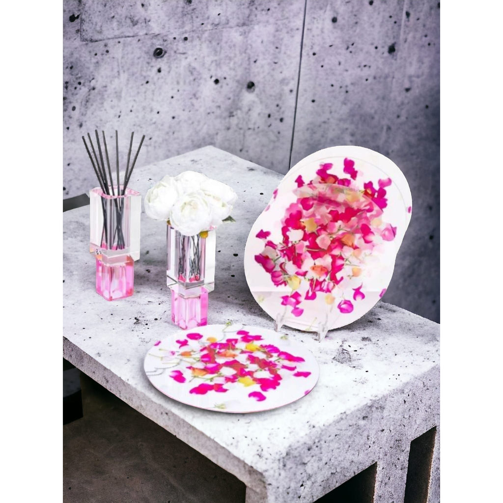 Crystal Square Vase with Colored Base