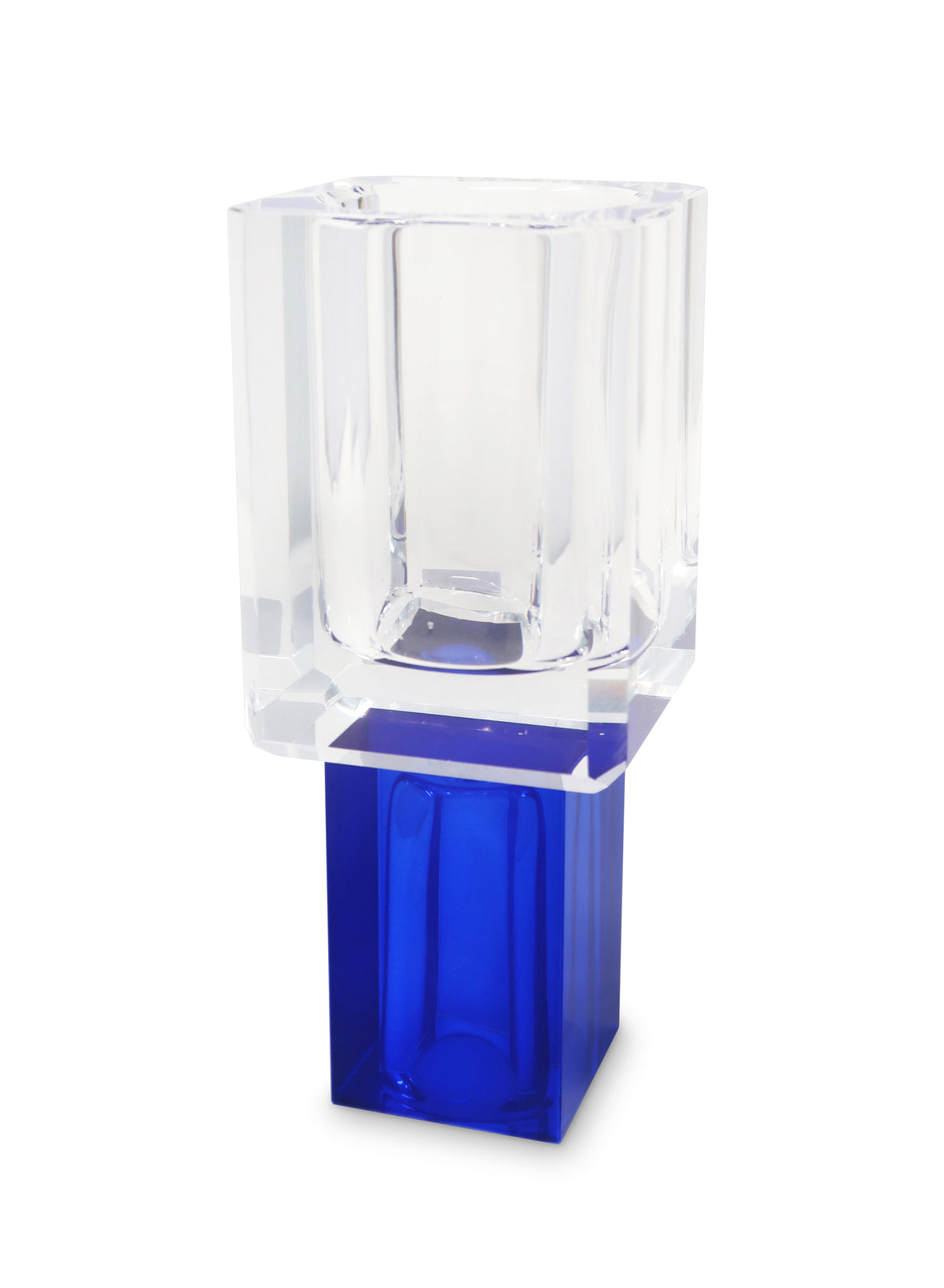 Crystal Square Vase with Colored Base