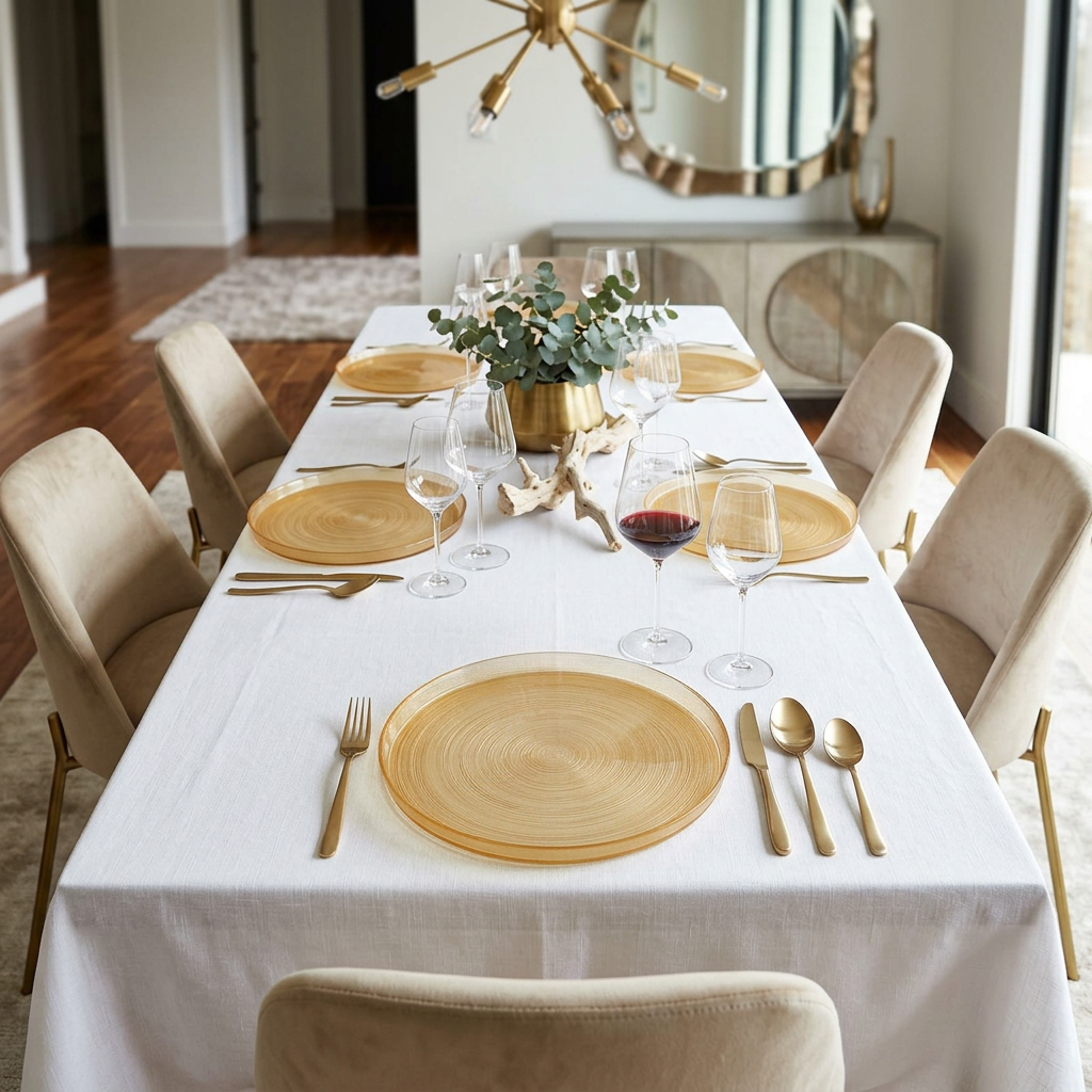 Set of 4 Chargers with Up Wall and Gold Rim