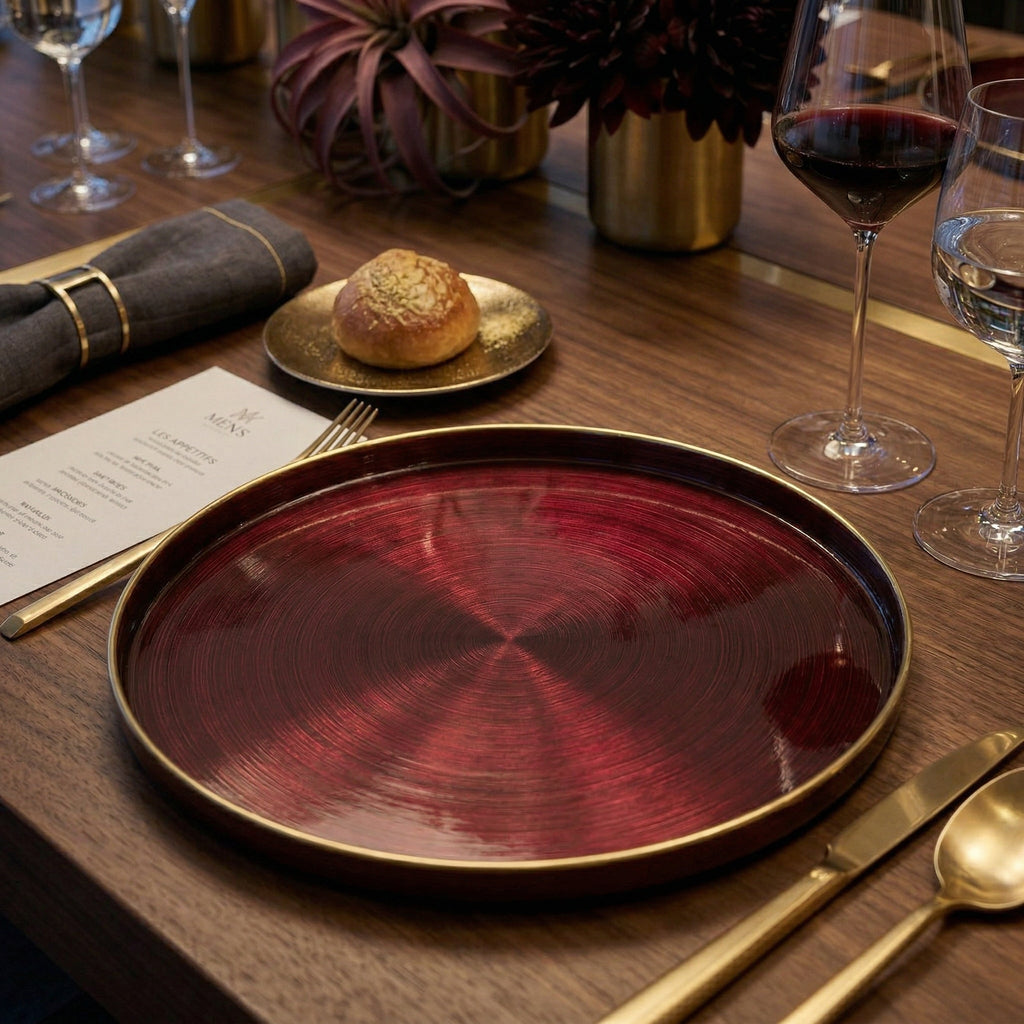 Set of 4 Chargers with Up Wall and Gold Rim