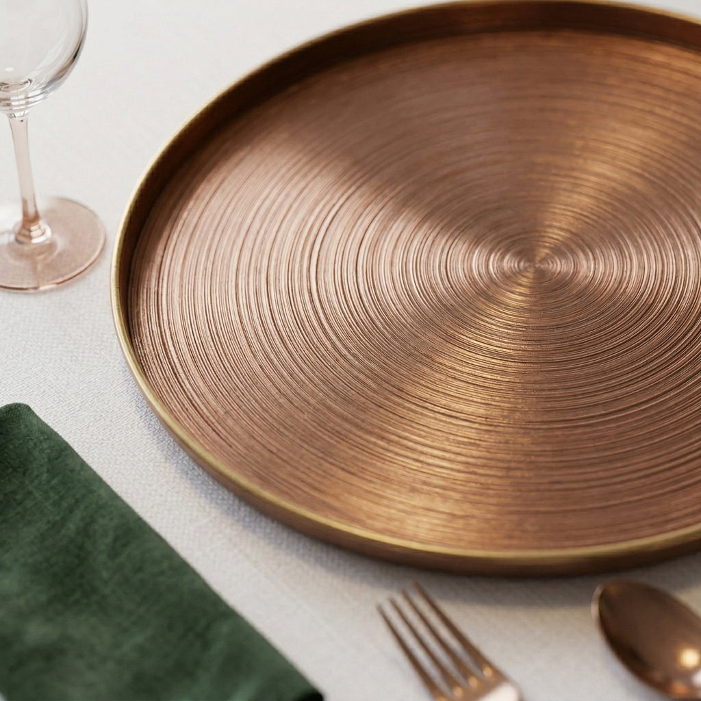 Set of 4 Chargers with Up Wall and Gold Rim
