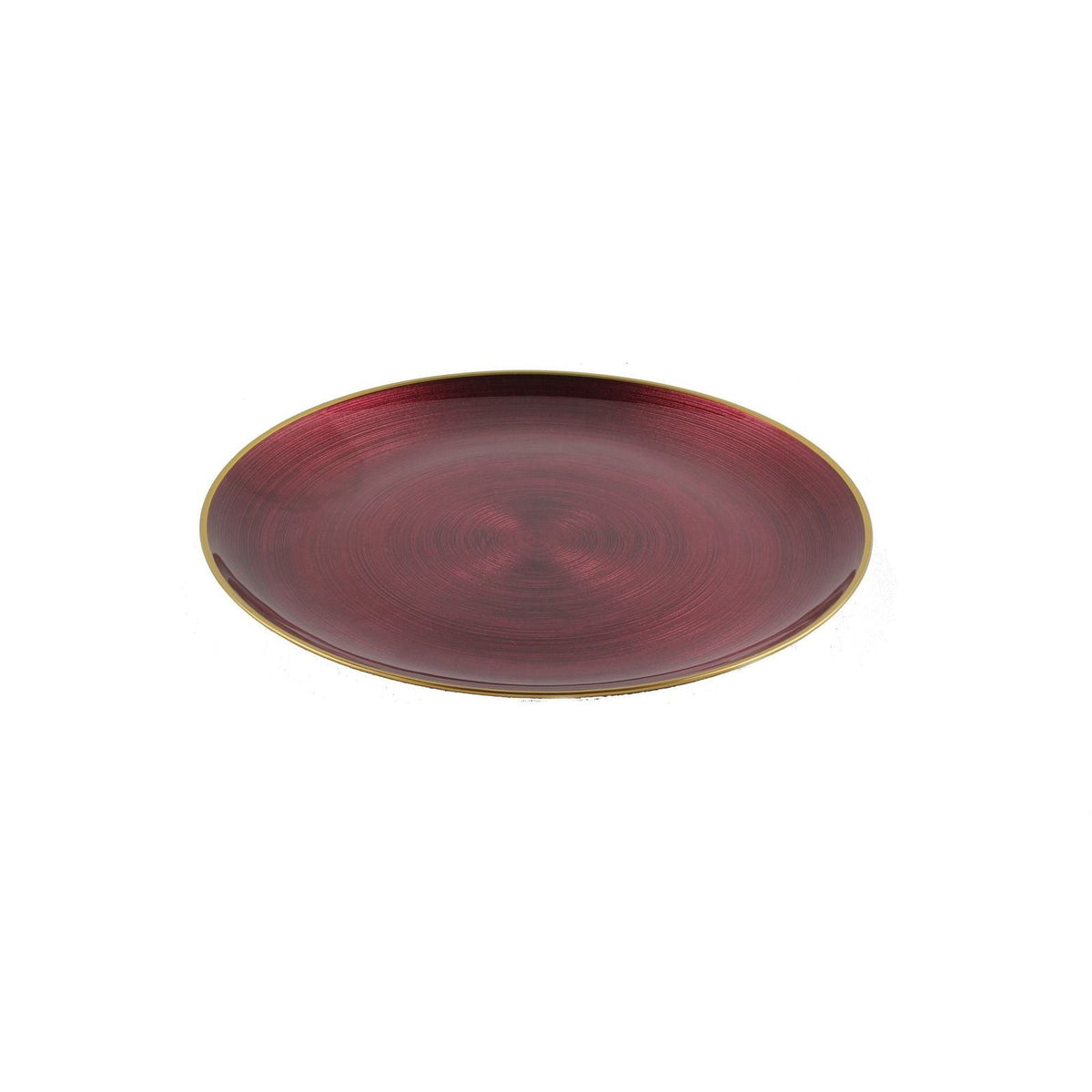Set of 4 Chargers Burgundy with Gold Rim