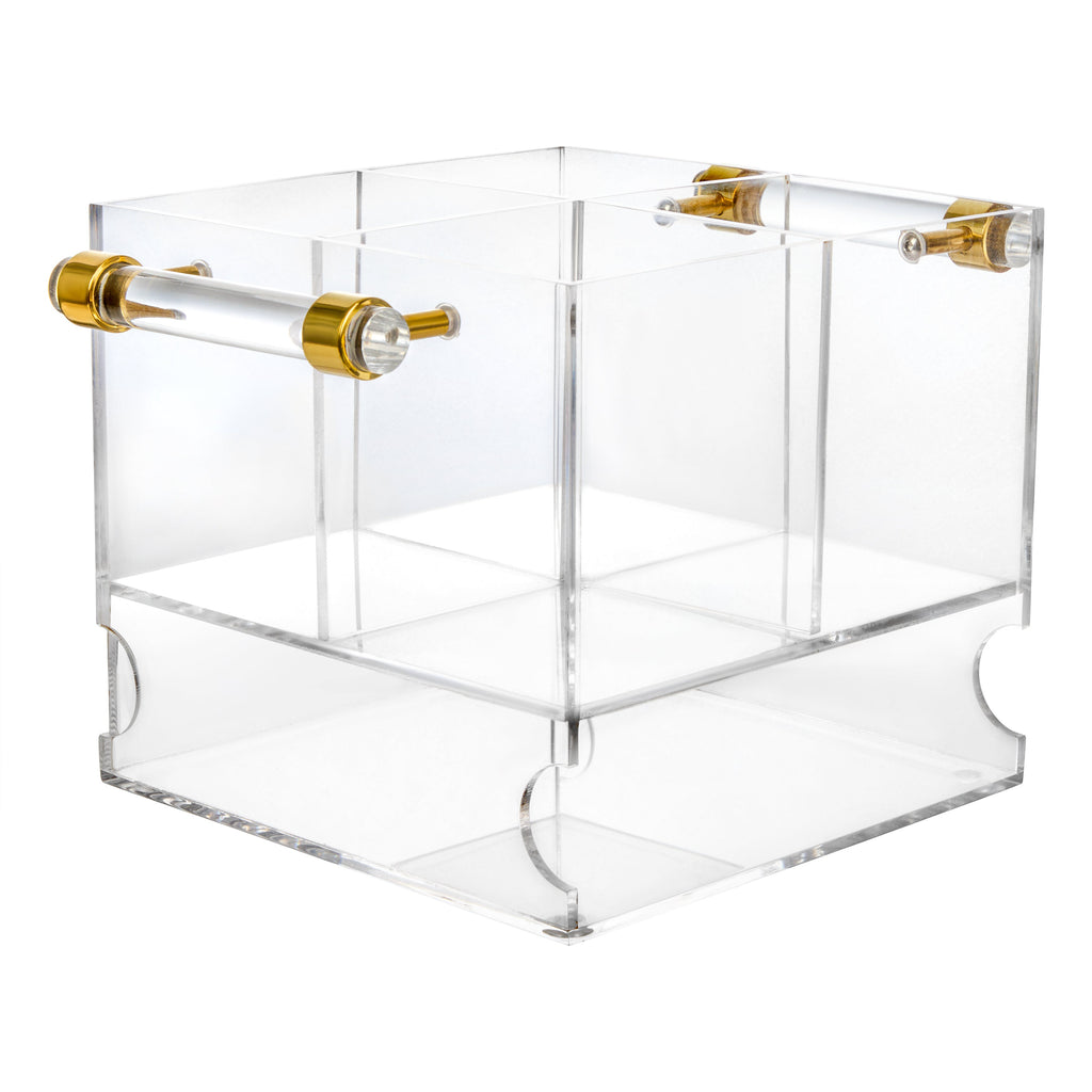 Acrylic Cutlery Holder with Clear Handles- 8.7"