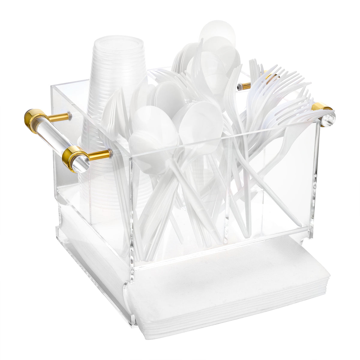 Acrylic Cutlery Holder with Clear Handles- 8.7"