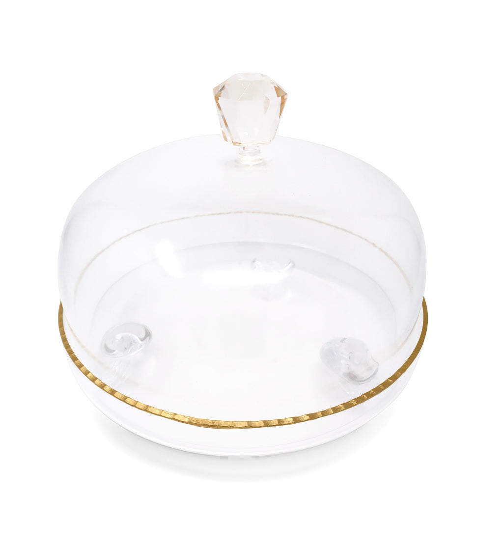 Clear Glass Dome with Amber Crystal Handle
