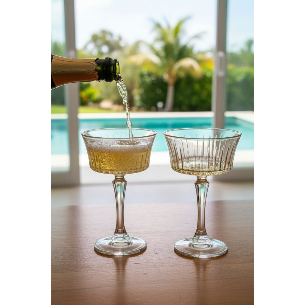 Set of 6 Timeless Martini Glasses with Amber Shade on Bottom