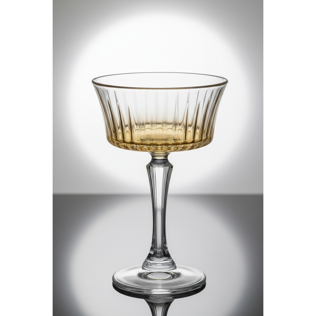 Set of 6 Timeless Martini Glasses with Amber Shade on Bottom