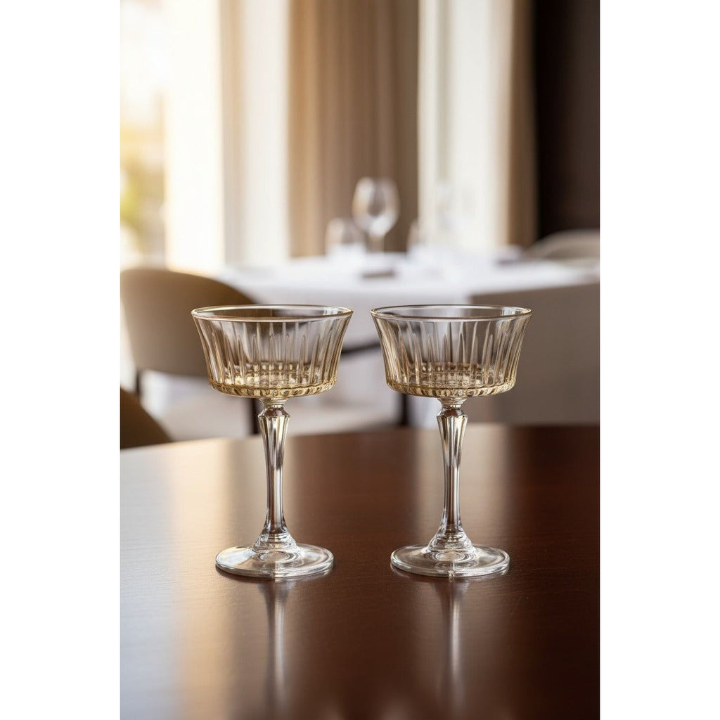 Set of 6 Timeless Martini Glasses with Amber Shade on Bottom