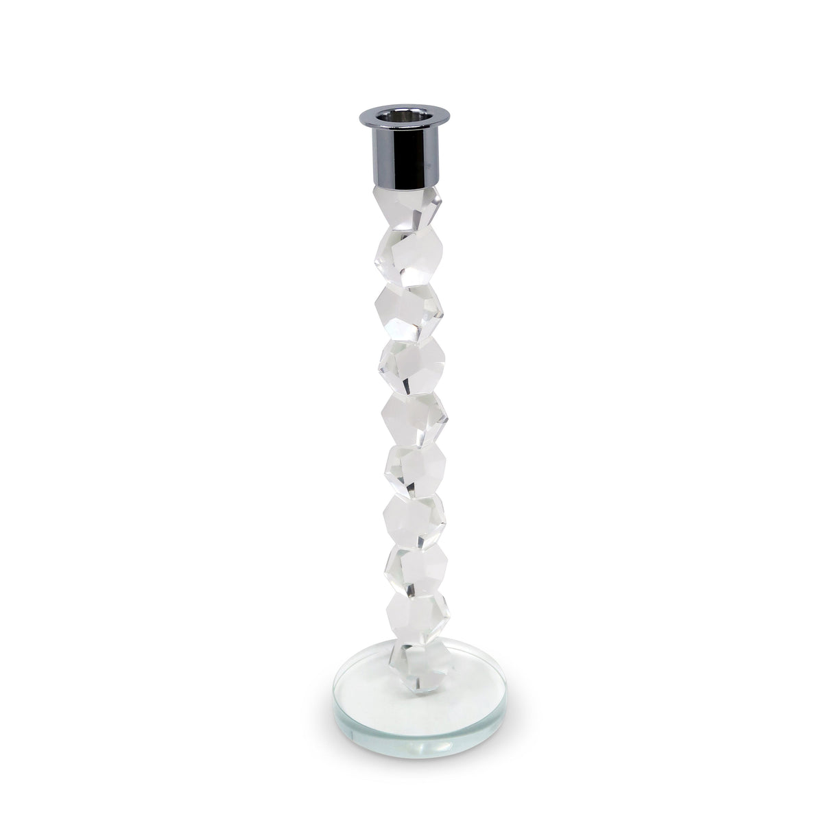 Crystal Dimensional Candlestick with Silver/Gold Tip (2 Sizes)