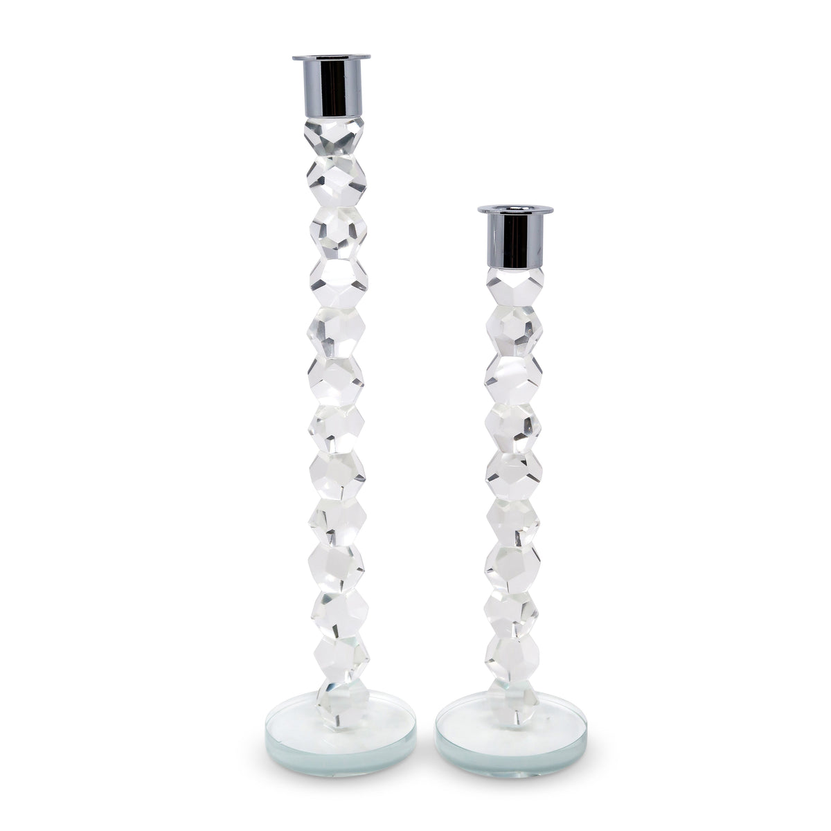 Crystal Dimensional Candlestick with Silver/Gold Tip (2 Sizes)