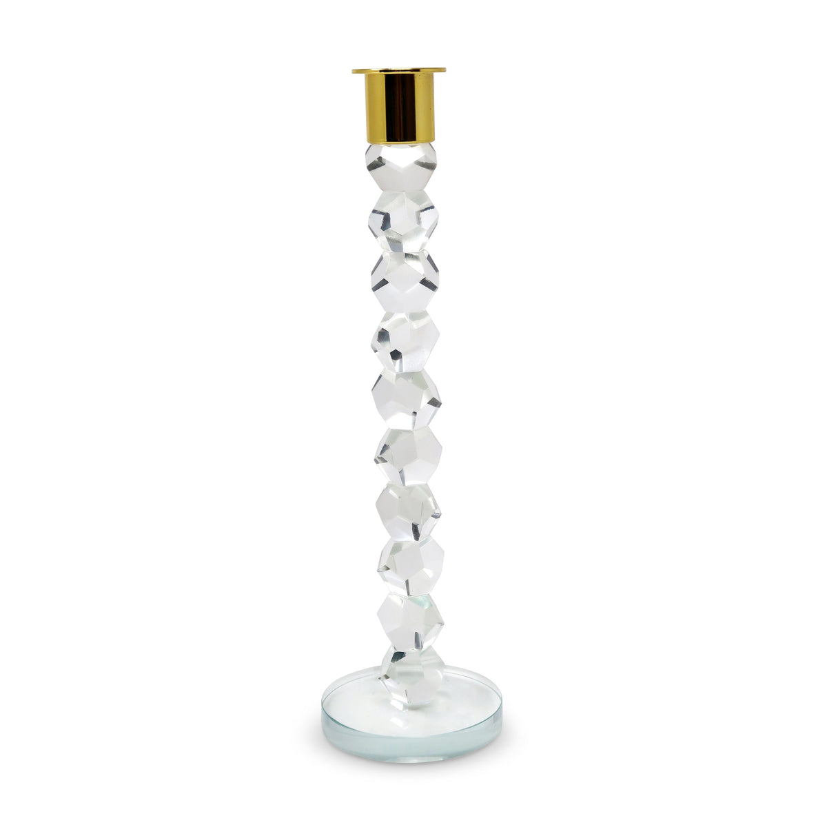 Crystal Dimensional Candlestick with Silver/Gold Tip (2 Sizes)