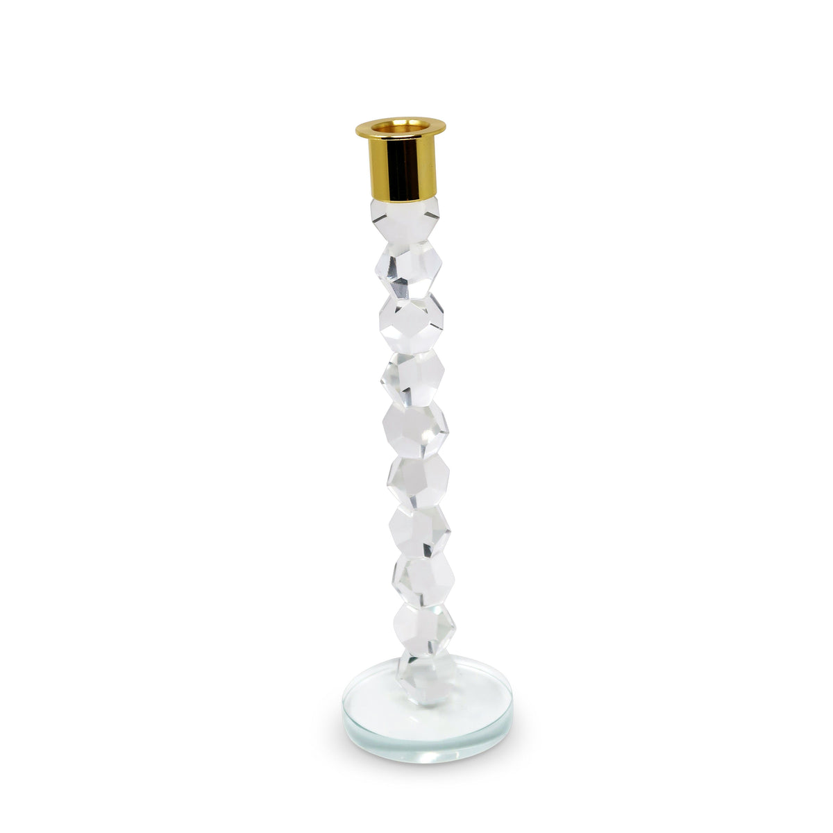 Crystal Dimensional Candlestick with Silver/Gold Tip (2 Sizes)