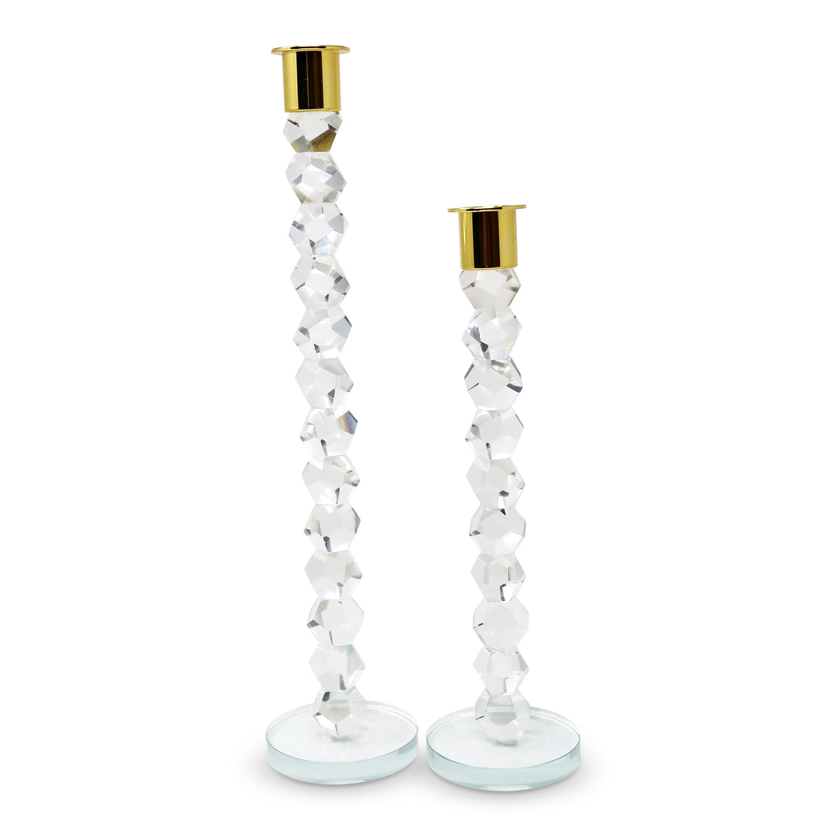 Crystal Dimensional Candlestick with Silver/Gold Tip (2 Sizes)