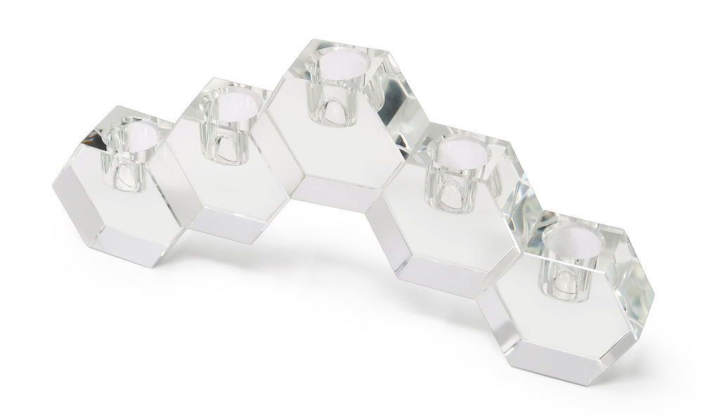5 Light Crystal Hexagon Cluster Candle Holder