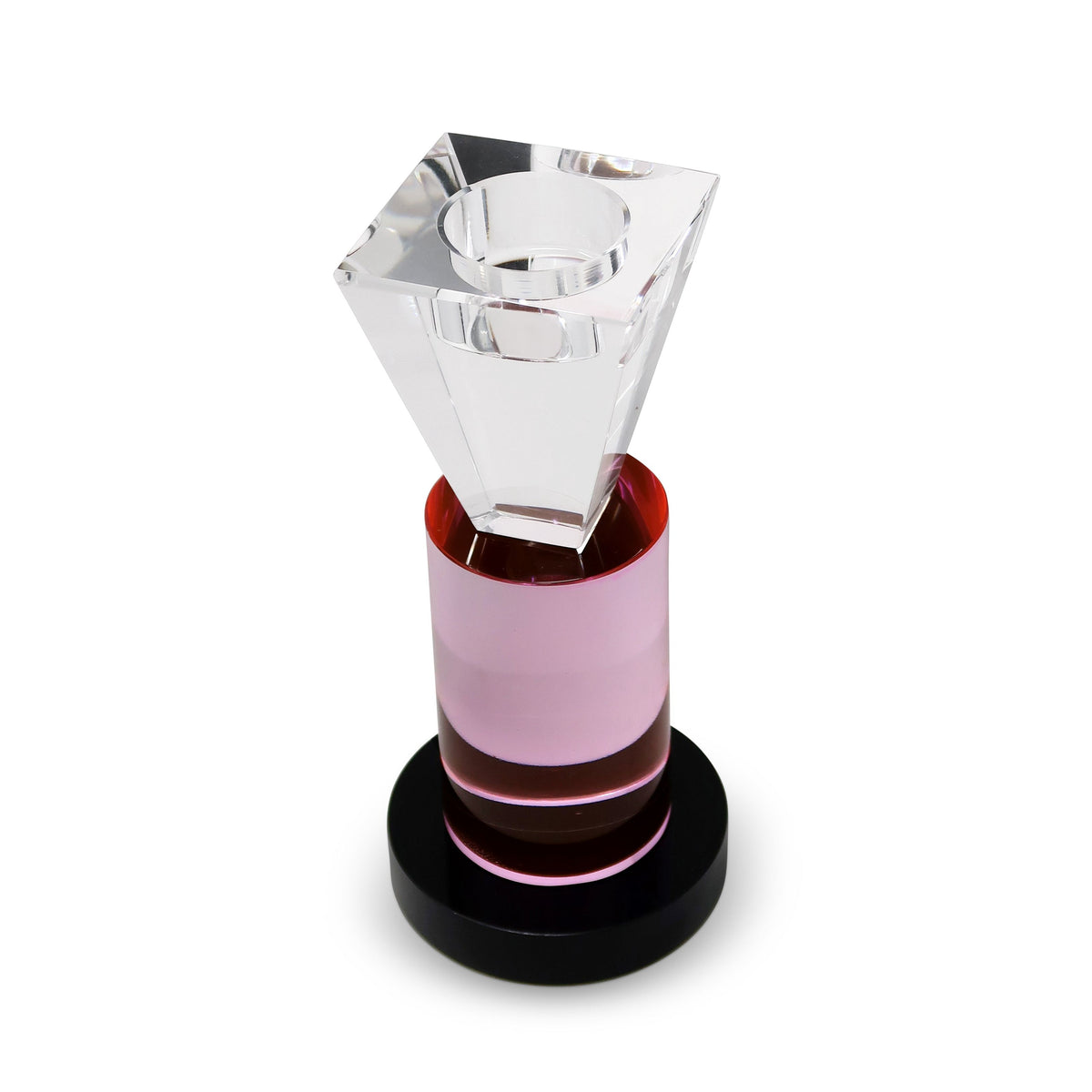 Pink and Clear Dimensional Crystal Candlestick
