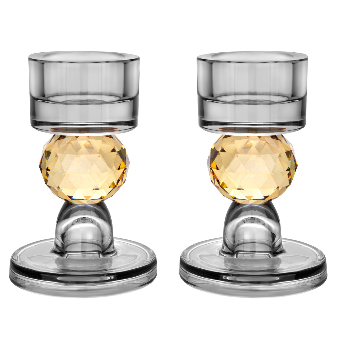Set of 2 Candle Holders with Pink Ball Detail