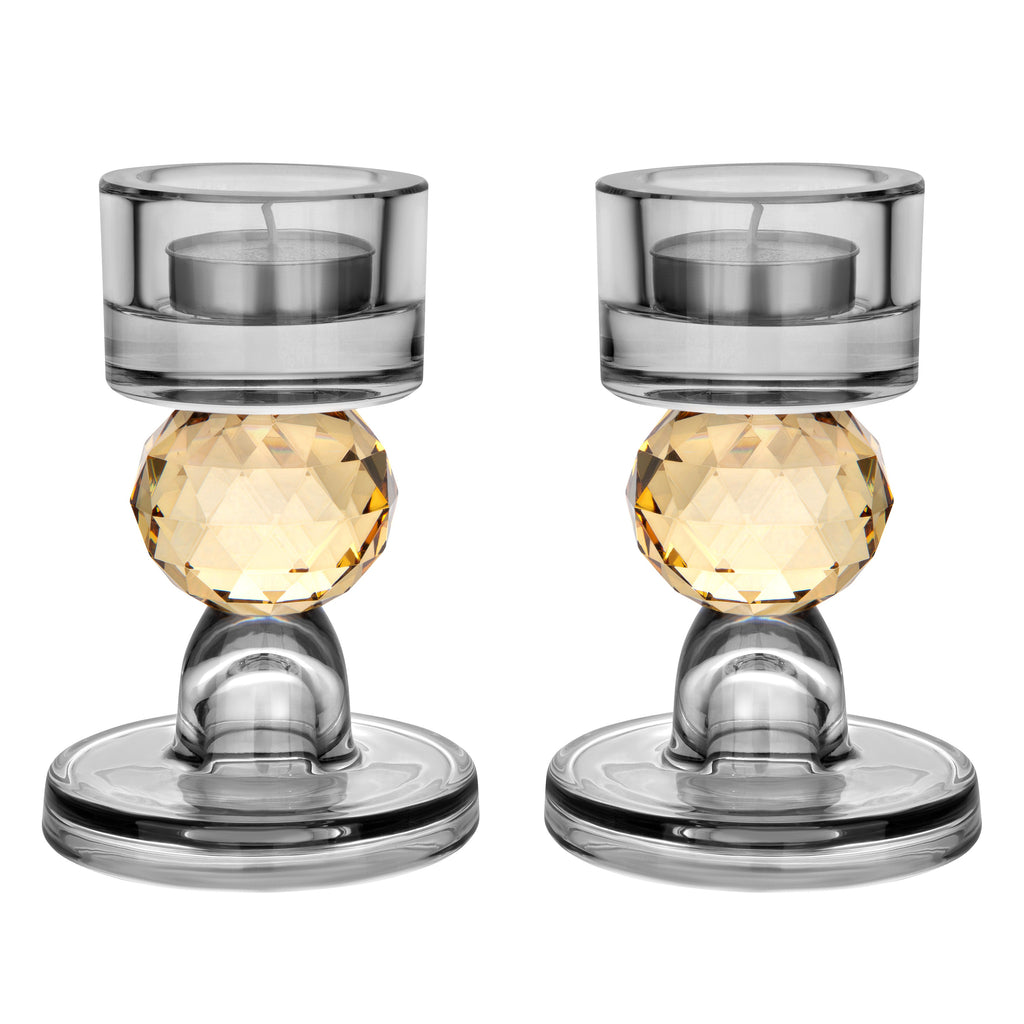 Set of 2 Candle Holders with Pink Ball Detail