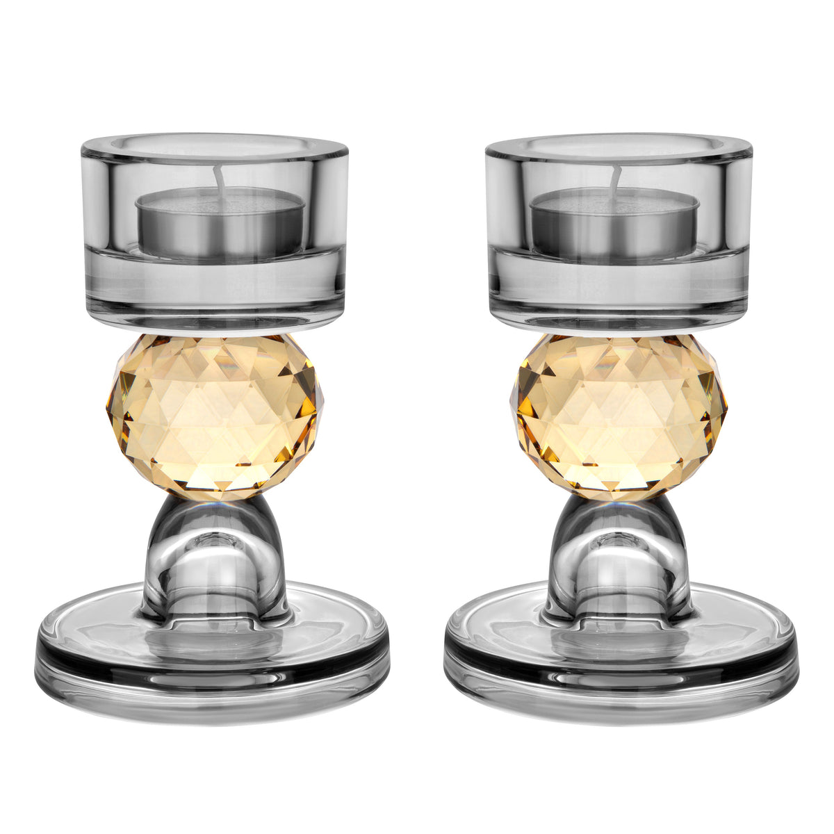 Set of 2 Candle Holders with Pink Ball Detail