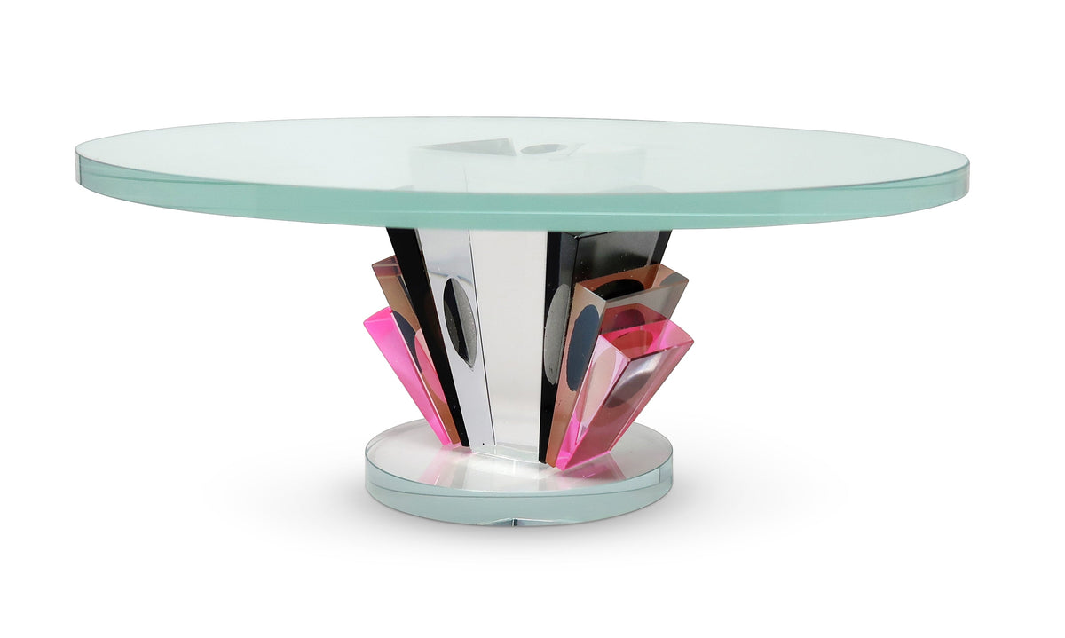 Crystal Cake Stand with Tri - Colored Base