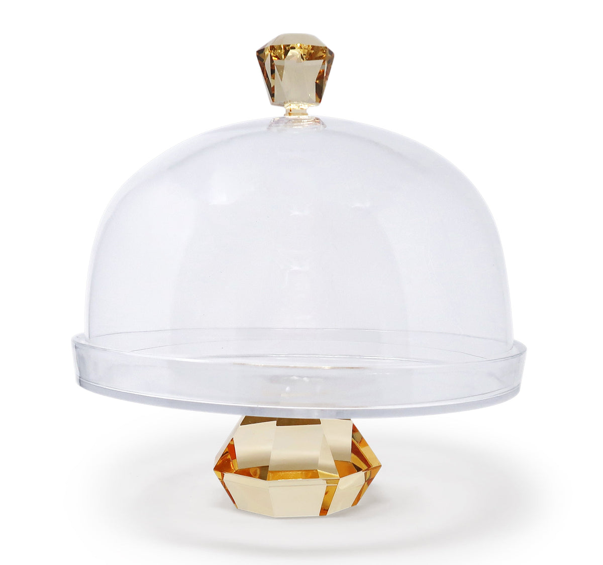 Glass Cake Dome with Colored Diamond Base and Knob, 13"D