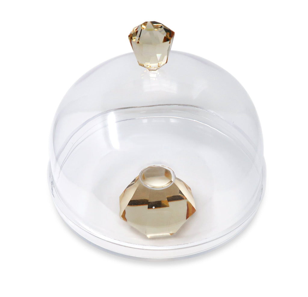 Glass Cake Dome with Colored Diamond Base and Knob, 13"D