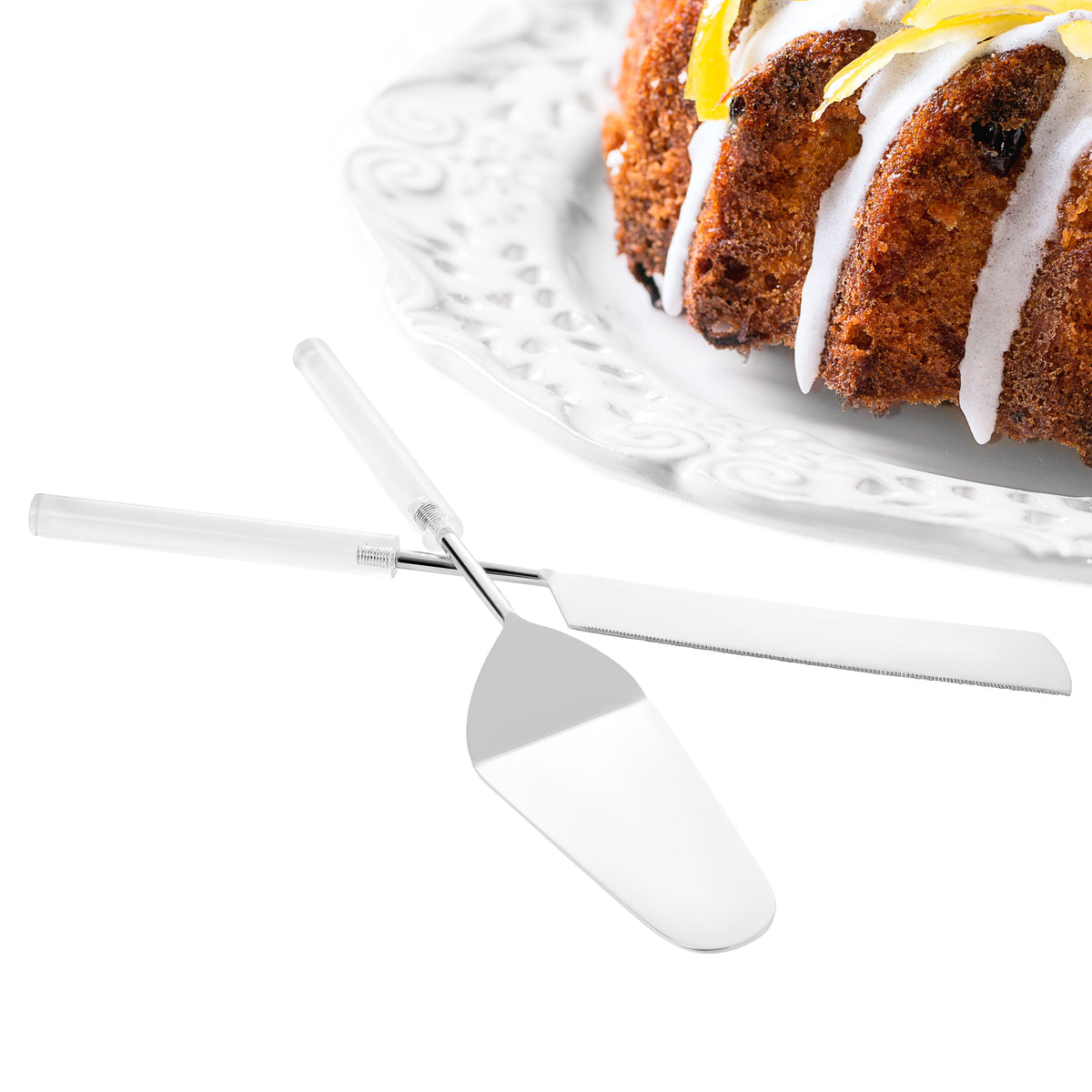 Cake/Salad Server Set with Marble Handle