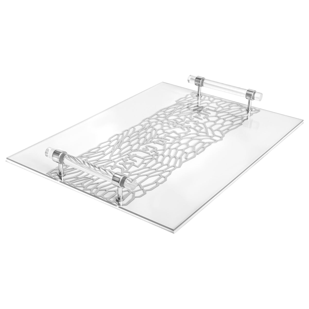 Acrylic Challah Tray Gold with Cylinder Handles