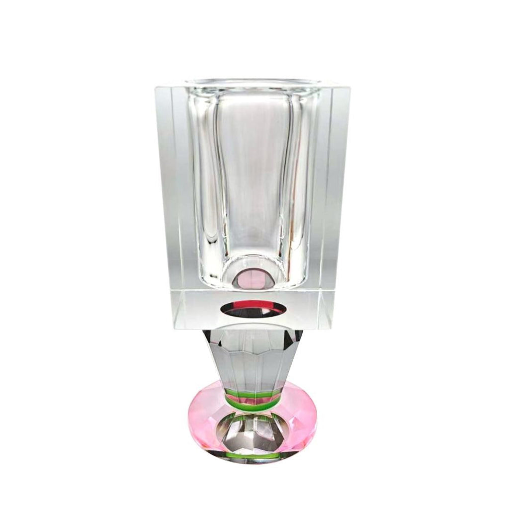 Crystal Vase with Pink and Smoke Color Base (2 Sizes)