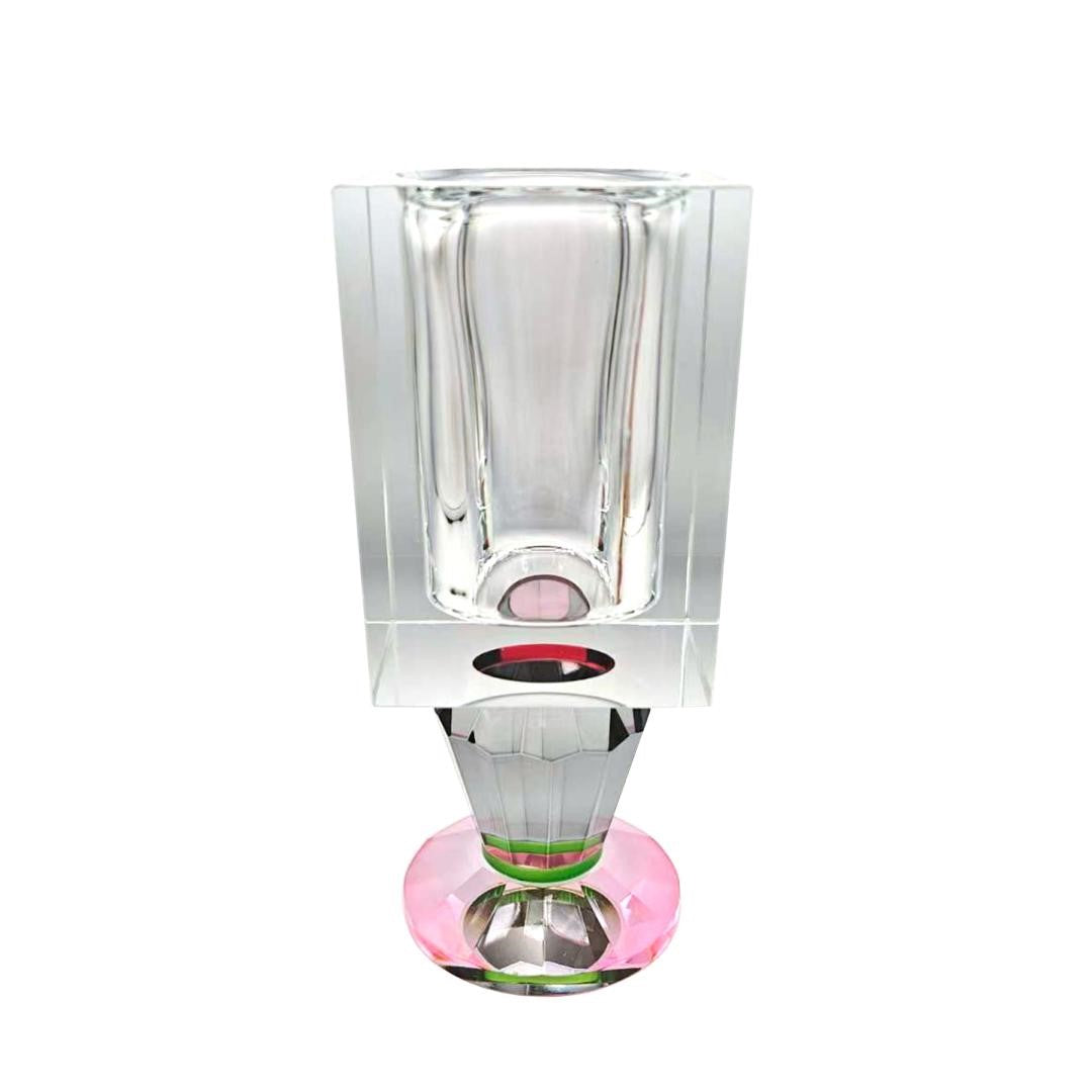 Crystal Vase with Pink and Smoke Color Base (2 Sizes)