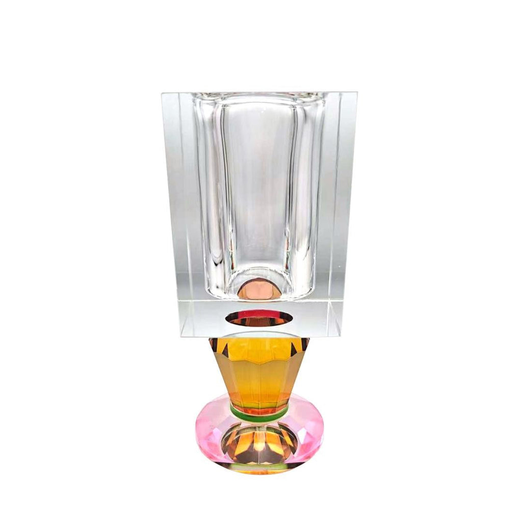 Crystal Vase with Pink and Smoke Color Base (2 Sizes)