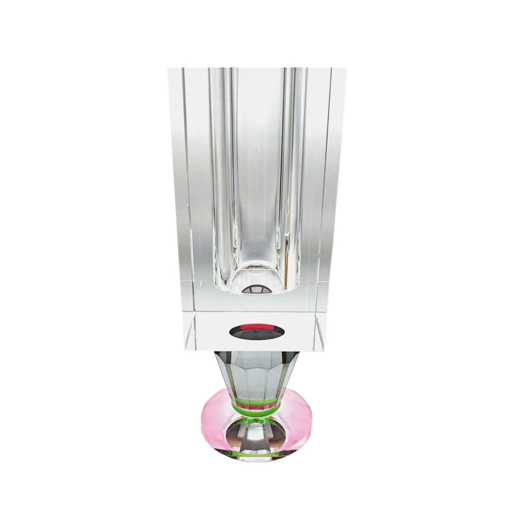Crystal Vase with Pink and Smoke Color Base (2 Sizes)