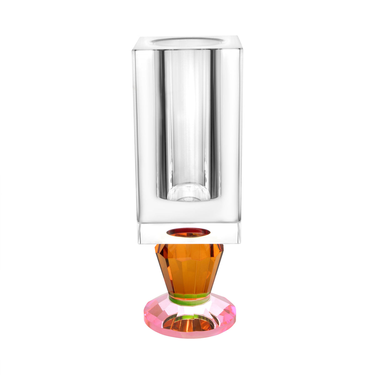 Crystal Vase with Pink and Smoke Color Base (2 Sizes)