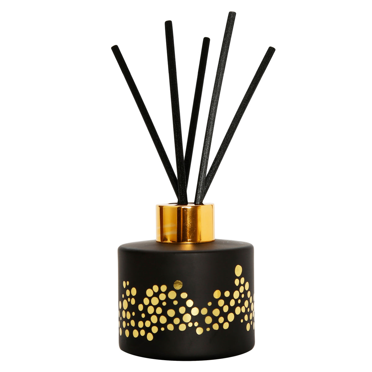 Gold Spotted Black Bottle Diffuser, "English Pear & Frees" aroma