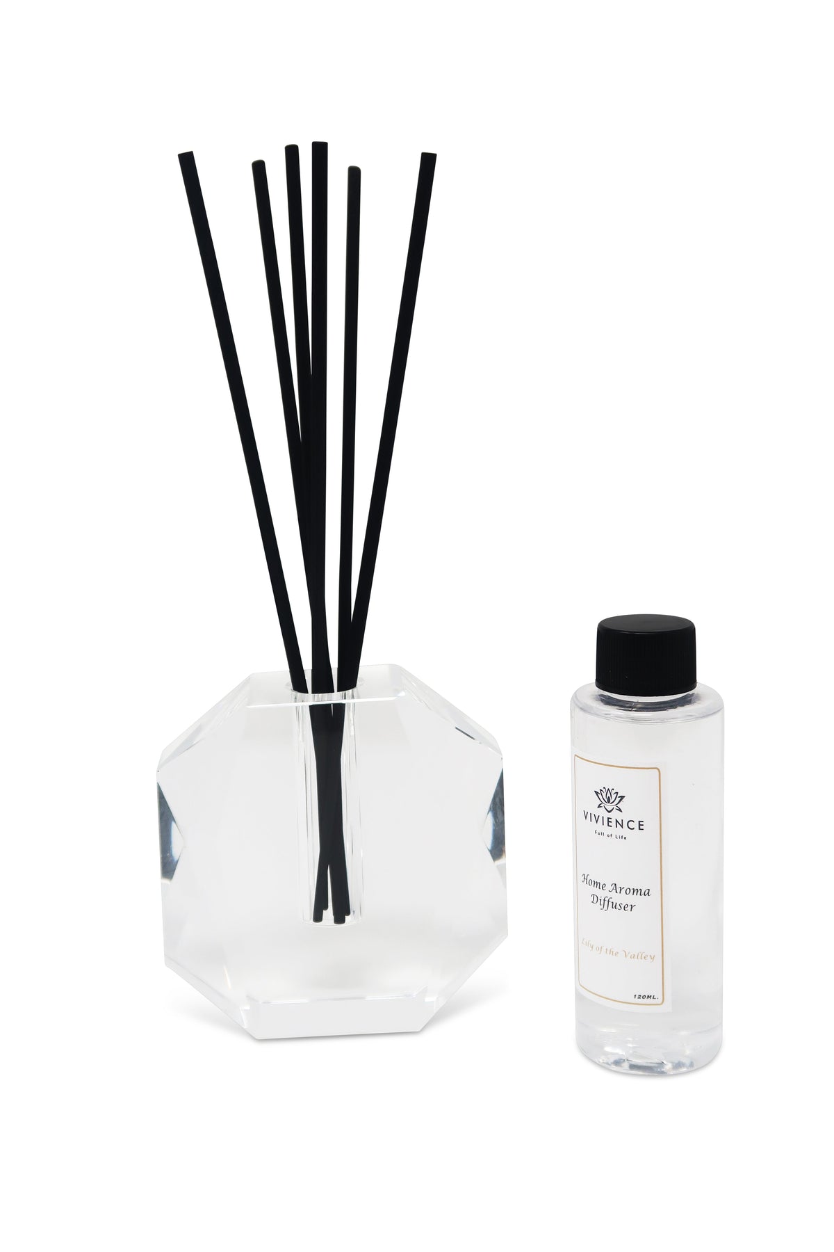 Crystal Diffuser Dimensional Design with Black Reeds