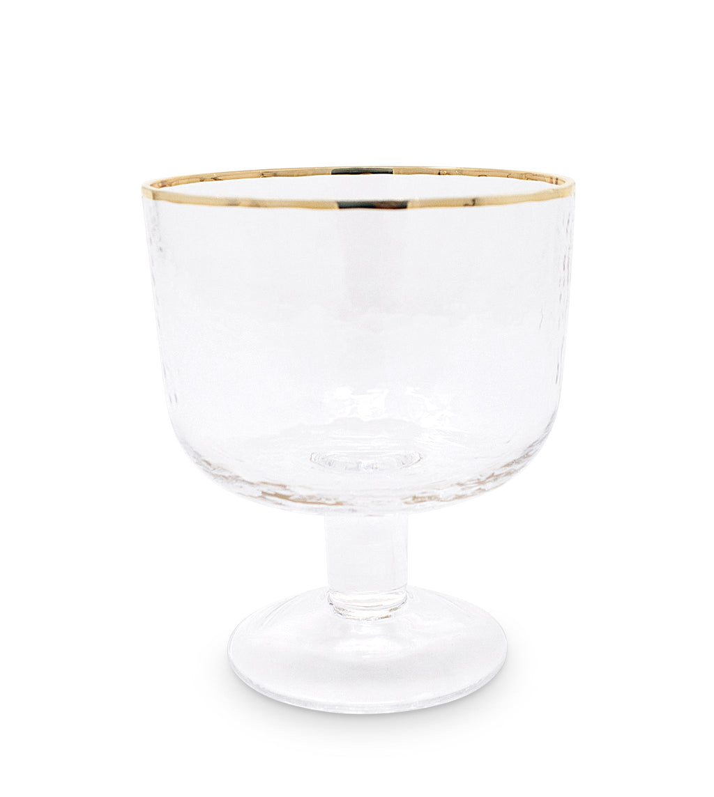Set of 6 Footed Dessert Bowls with Gold Rim