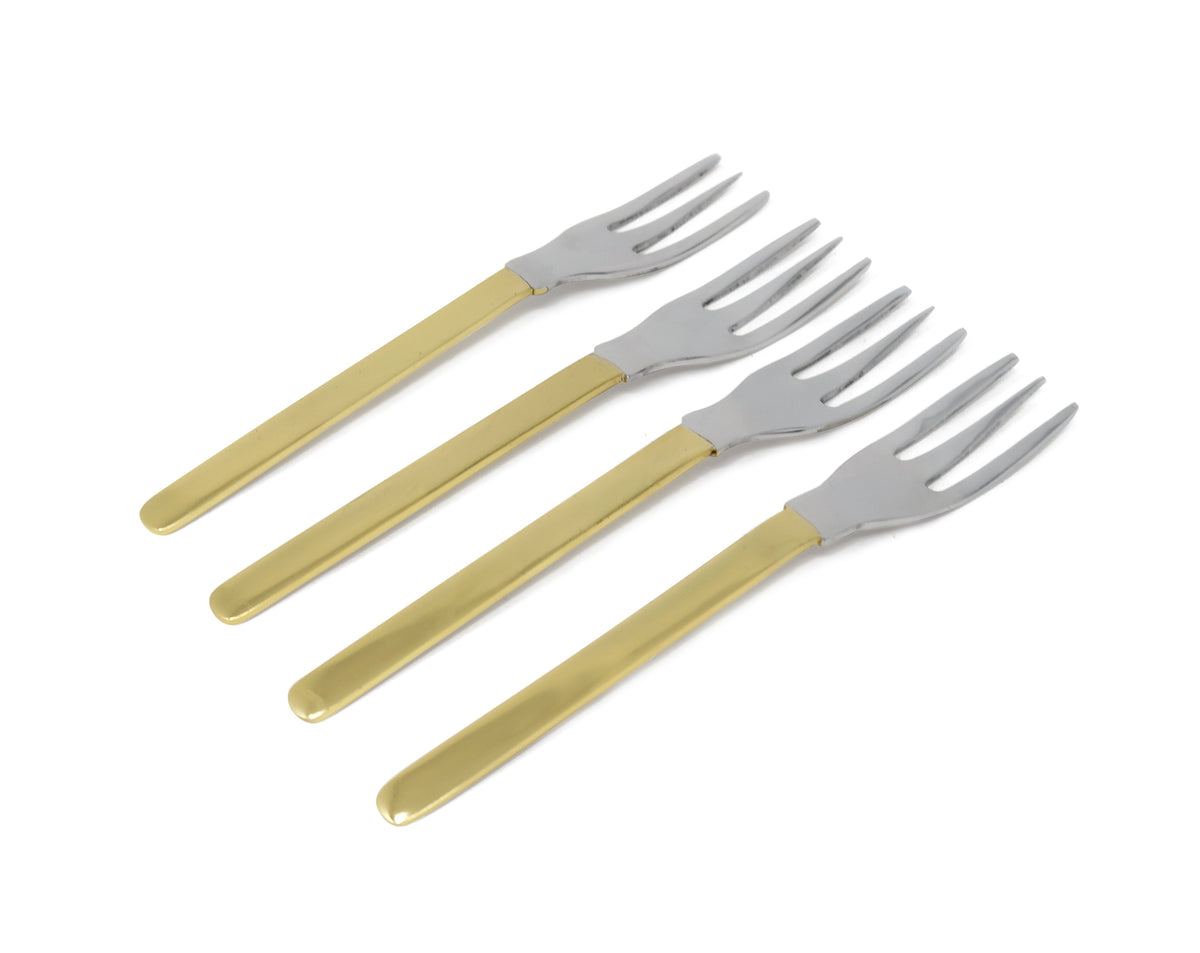 Set of 4 Gold and White Dessert Spoons/Forks